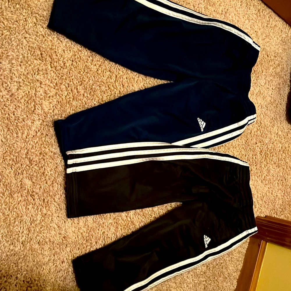 (2) 3T adidas track pants. 1 navy, 1 black